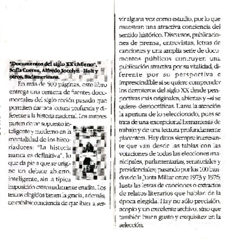 Documentos del siglo XX chileno".  [artículo]