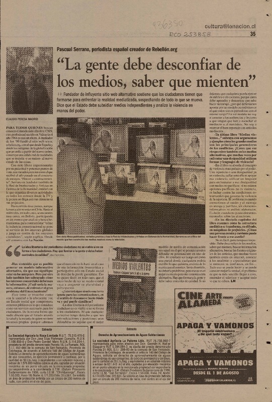 "La gente debe desconfiar de los medios, saber que mienten"  [artículo]Artemio Echegoyen.