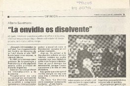 "La envidia es disolvente" (entrevista)  [artículo] Jorge Abasolo Aravena.