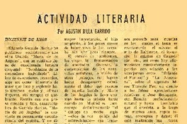 Actividad literaria  [artículo] Agustín Billa Garrido.