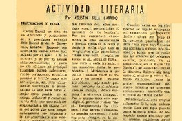 Actividad literaria  [artículo] Agustín Billa Garrido.