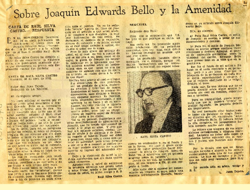 Sobre Joaquín Edwards Bello y la amenidad (2)  [artículo] Juan Tejeda.