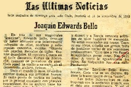 Joaquín Edwards Bello  [artículo] Andrés de Castralvo.
