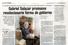 Gabriel Salazar promueve revolucionaria forma de gobierno  [artículo] Rodrigo Castillo.
