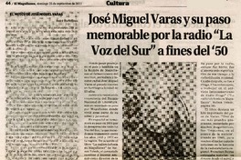José Miguel Varas y su paso memorable por la radio "La voz del sur" a fines del '50  [artículo].