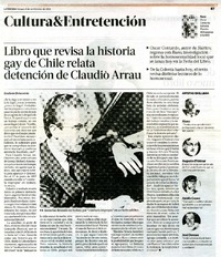 Libro que revisa la historia gay de Chile relata detención de Claudio Arrau  [artículo] Estefanía Etcheverría.