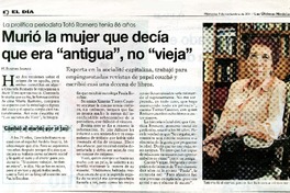 Murió la mujer que decía que era "antigua", no "vieja"  [artículo] M. Eugenia Salinas.