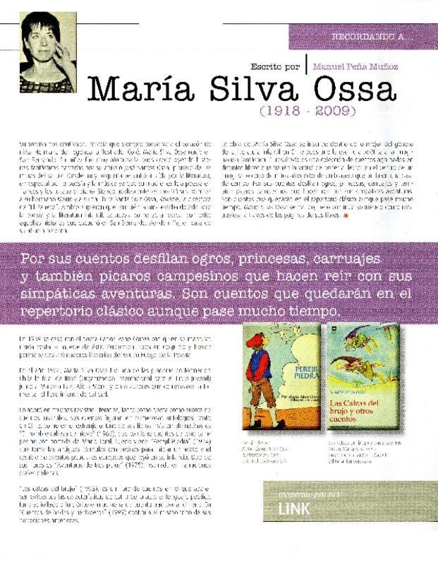 María Silva Ossa  [artículo] Manuel Peña Muñoz.