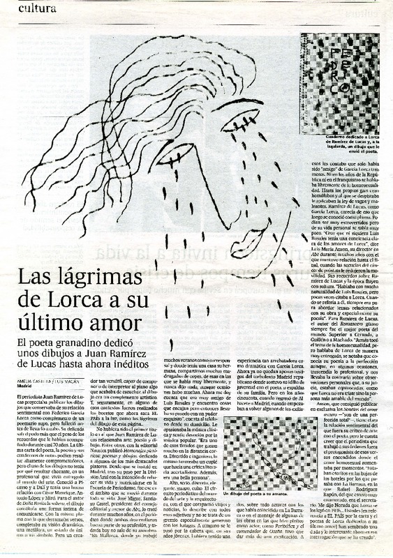 Las lágrimas de Lorca a su último amor  [artículo] Amelia Castilla.
