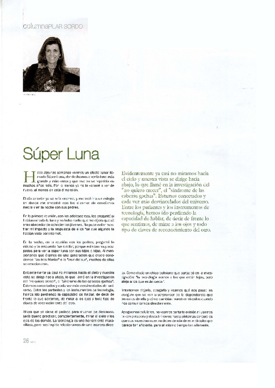 Súper Luna  [artículo] Pilar Sordo.