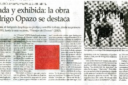 Publicada y exhibida: la obra de Rodrigo Opazo se destaca  [artículo] Marilú Ortiz de Rozas.