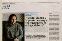 Poeta chilena "para mí el amor y la poesía tienen que ver con ponerse en el lugar del otro" [artículo] : Aldo Perán ; foto: Laura Campos.