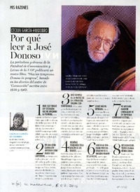 Por qué leer a José Donoso  [artículo]Cecilia García-Huidobro; [fotografía por] Jorge Marín.