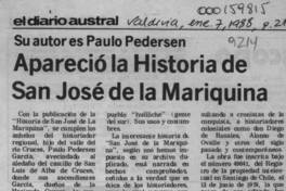 Apareció la historia de San José de la Mariquina.
