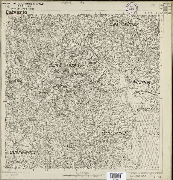 Calvario Departamento de Santiago [material cartográfico] : Estado Mayor Jeneral del Ejército de Chile. Departamento de Levantamiento.