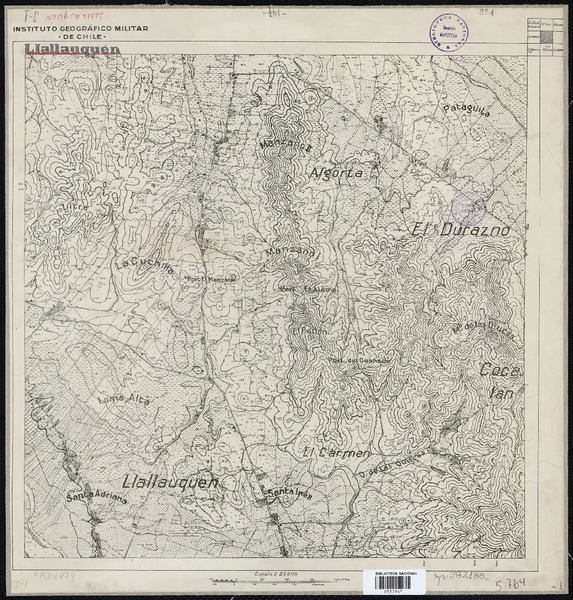 LLallauquén  [material cartográfico] Instituto Geográfico Militar de Chile. Carta de Estado Mayor.