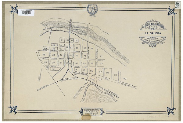 Plano de la ciudad de La Calera con la numeración oficial de las manazanas