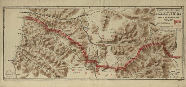 Plano del deslinde entre los departamentos de Chañaral y Copiapó, conforme a la lei de enero 14 de 1884