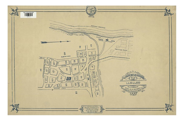 Plano de la ciudad de Llo-Lleo con la numeración oficial de las manzanas