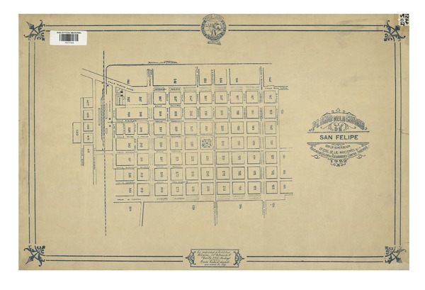Plano de la ciudad de San Felipe con la numeración oficial de manzanas