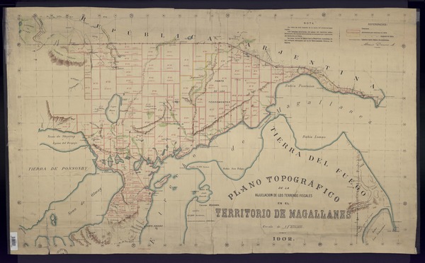 Plano topográfico de la hijuelación de los terrenos fiscales en el territorio de Magallanes  [material cartográfico]