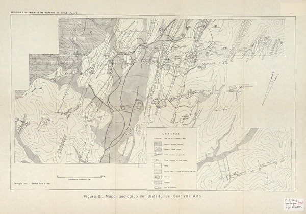 Mapa geológico del distrito de Carrizal Alto