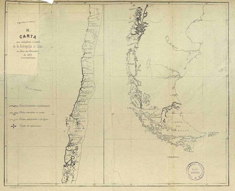 II carta que manifiesta el estado de la Hidrografía de Chile, en fines de Diciembre de 1877