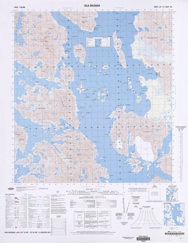 Isla Orlebar (52°15' 00'' - 73° 30' 00'')  [material cartográfico] Instituto Geográfico Militar de Chile.