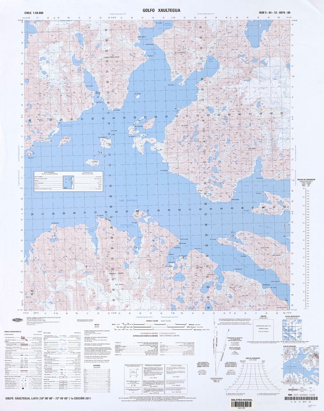 Golfo Xaultegua (53° 00' 00"- 72° 45' 00")  [material cartográfico] Instituto Geográfico Militar de Chile.