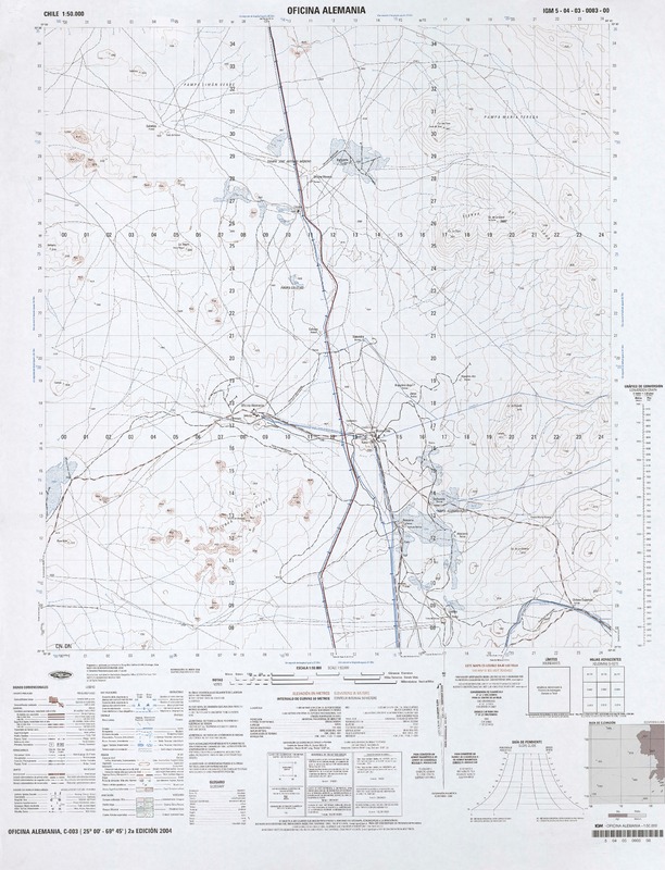 Oficina Alemania 25°00' - 69°45' [material cartográfico] : Instituto Geográfico Militar de Chile.