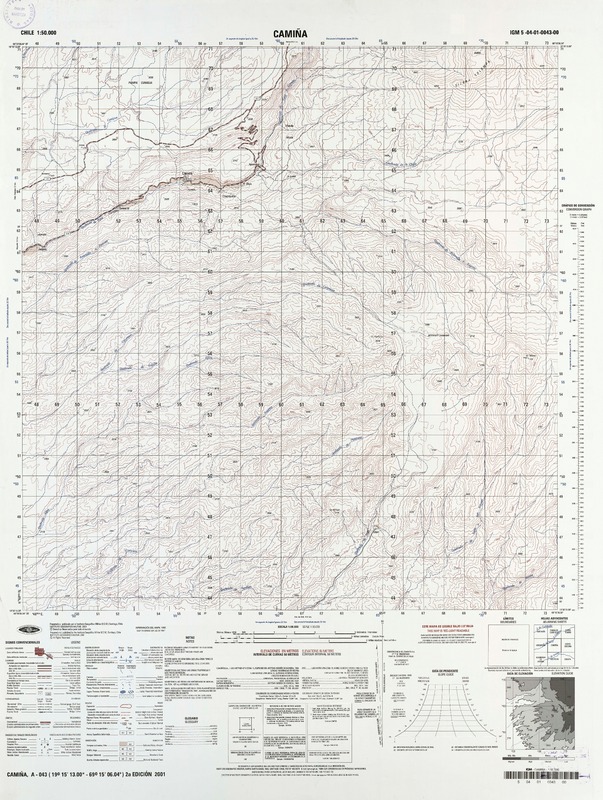 Camiña (19°15'13.00" - 69°15'06.04") [material cartográfico] : Instituto Geográfico Militar de Chile.