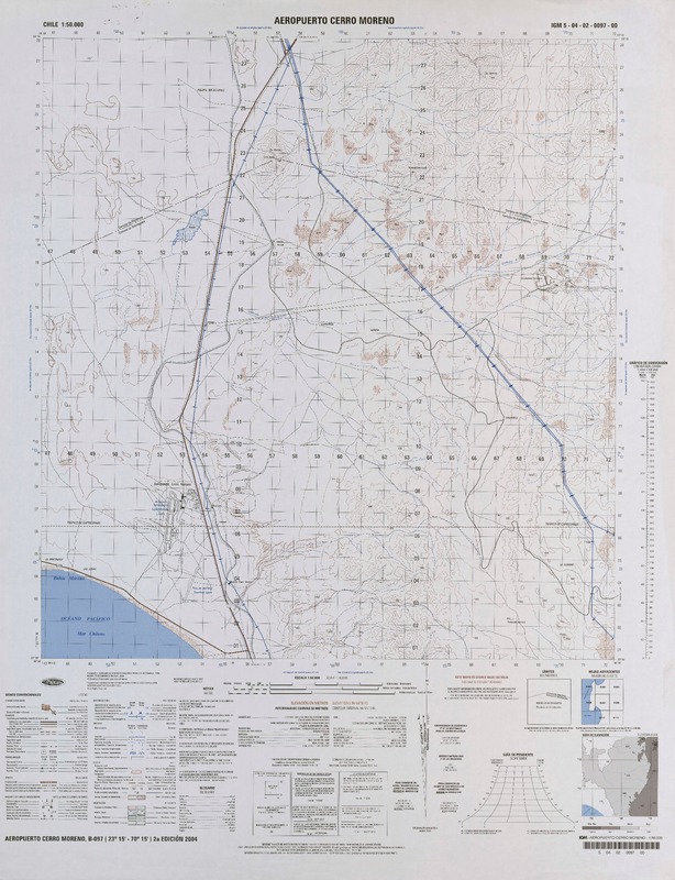 Aeropuerto Cerro Moreno (23°15'-70°15') [material cartográfico] : Instituto Geográfico Militar de Chile.