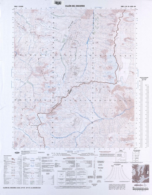 Cajón del encierro (29°00'-69°45') [material cartográfico] : Instituto Geográfico Militar de Chile.