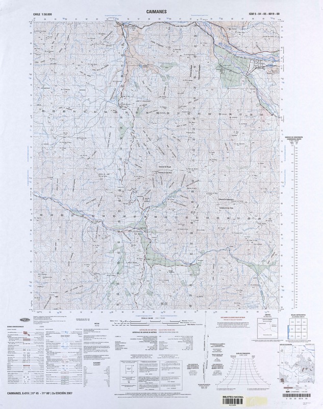 Caimanes E-019 (31° 45'- 71° 00') [material cartográfico] preparado y publicado por el Instituto Geográfico Militar.