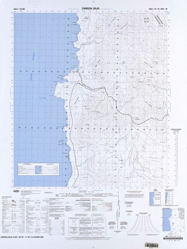 Carrizal Bajo D-001 (28° 00'- 71° 00 ') [material cartográfico] preparado y publicado por el Instituto Geográfico Militar.