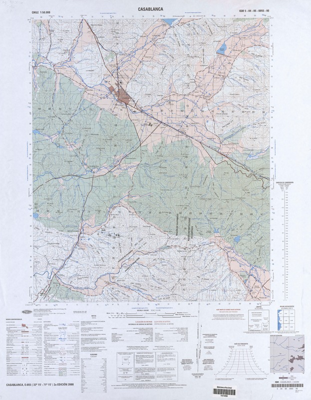 Casablanca 33°15' - 71°15' [material cartográfico] : Instituto Geográfico Militar de Chile.