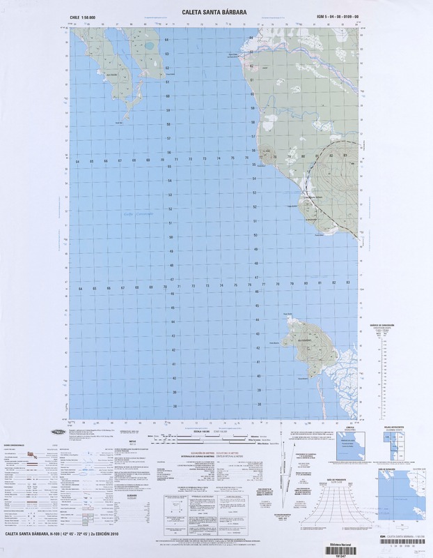 Caleta Santa Bárbara (42° 45'- 72° 45')  [material cartográfico] preparado y publicado por el Instituto Geográfico Militar.