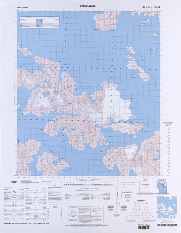 Bahía Escape (54° 45' 00" - 70° 52' 30")  [material cartográfico] Instituto Geográfico Militar de Chile.