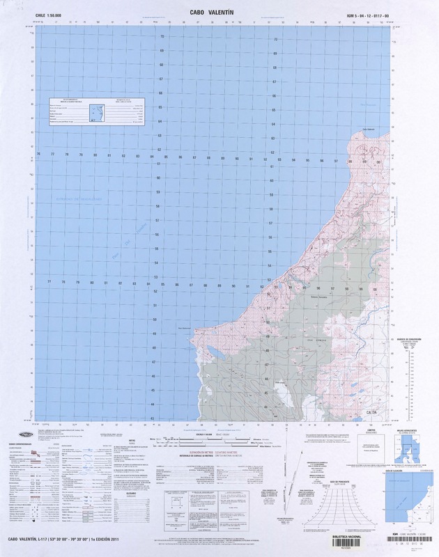 Cabo Valentín (53° 30' 00" - 70° 30' 00")  [material cartográfico] Instituto Geográfico Militar de Chile.