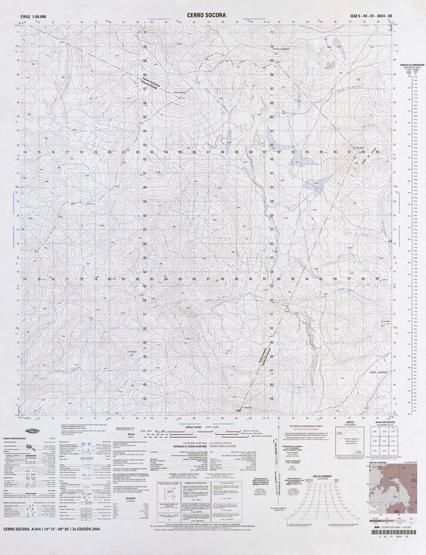 Cerro Socora (19°15'-69°00') [material cartográfico] : Instituto Geográfico Militar de Chile.