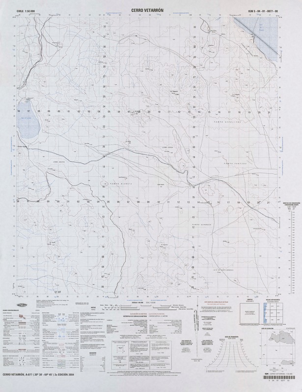 Cerro Vetarrón (20°30' - 69°45') [material cartográfico] : Instituto Geográfico Militar de Chile.