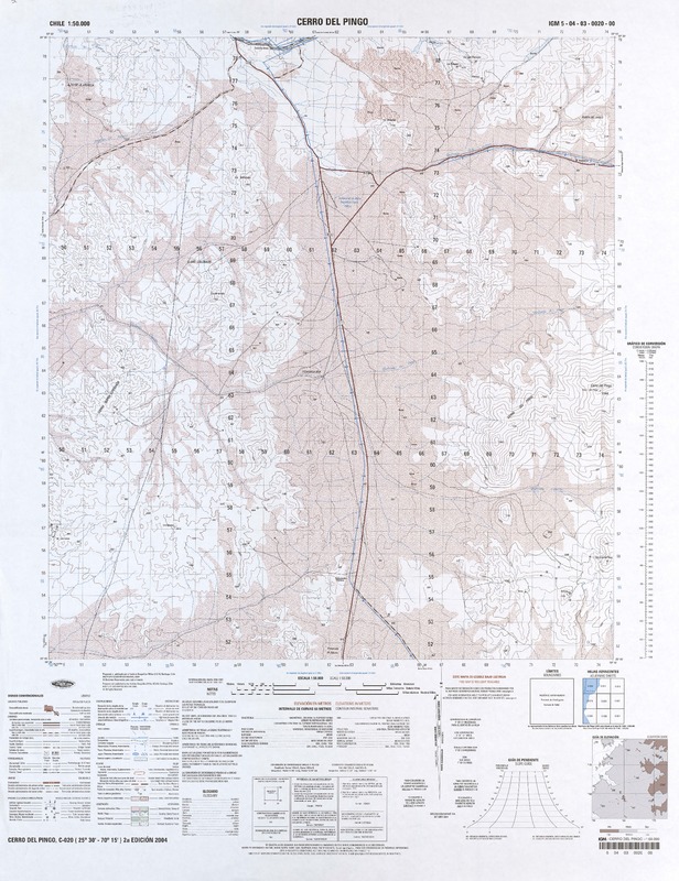 Cerro del Pingo 25°30' - 70°00' [material cartográfico] : Instituto Geográfico Militar de Chile.