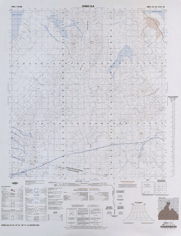 Cerro Lila 23°45' - 68°15' [material cartográfico] : Instituto Geográfico Militar de Chile.