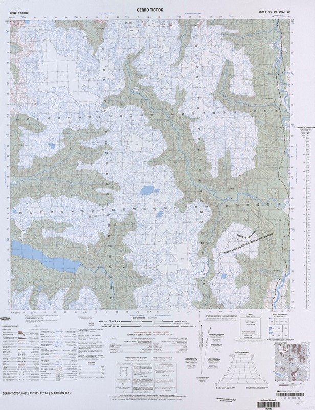 Cerro Tictoc (43° 30' - 72° 20')  [material cartográfico] Instituto Geográfico Militar.
