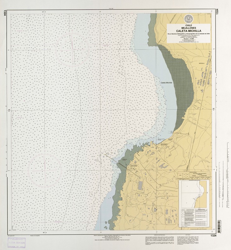 Chile, Mejillones, Caleta Michilla  [material cartográfico] por el Servicio Hidrográfico y Oceanográfico de la Armada de Chile.
