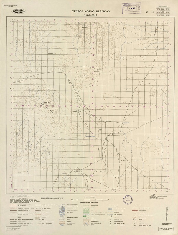 Cerros Aguas Blancas 2400 - 6945 [material cartográfico] : Instituto Geográfico Militar de Chile.