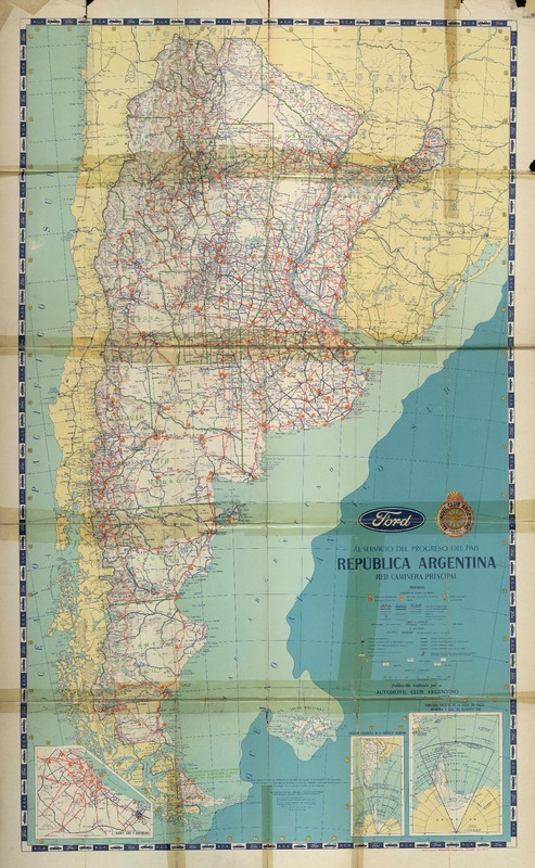 Republica Argentina red caminera principal [material cartográfico]: publicacion realizada por el Automovil Club Argentino, dibujo: Juan C. Corso.
