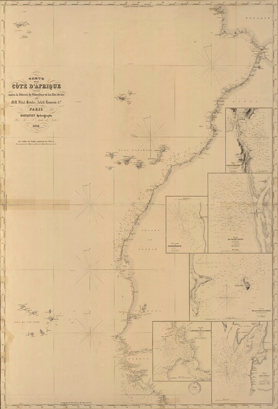 Carte de la Côte d'Afrique comprise entre le Détroit de Gibraltar et les Iles de Los [material cartográfico] : par M.M. Vidal, Boteler, Arlett, Roussin &a.