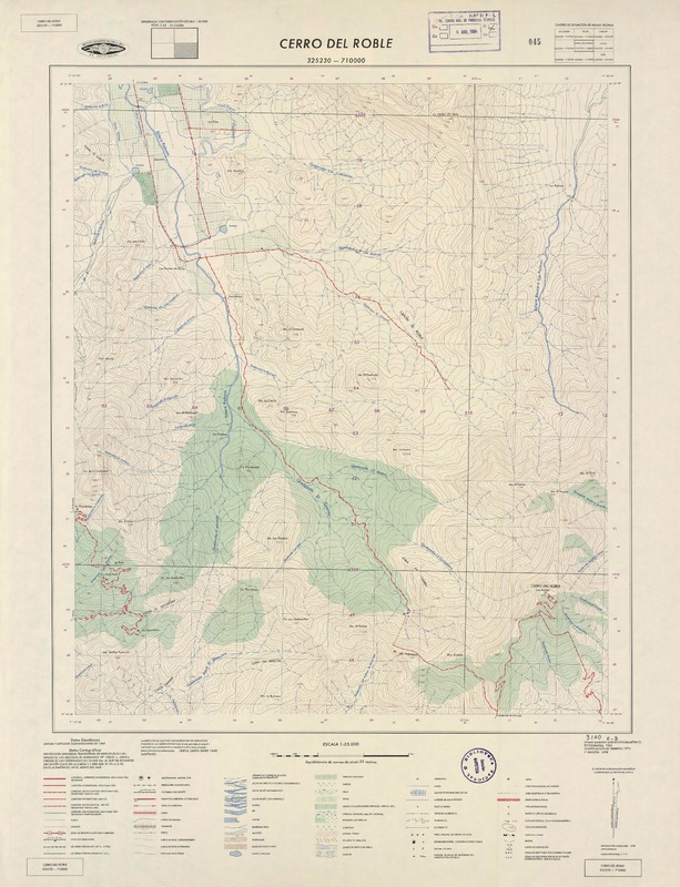 Cerro del Roble 325230 - 710000 [material cartográfico] : Instituto Geográfico Militar de Chile.