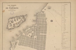 Plano topográfico de la ciudad de Yquique  [material cartográfico] levantado en 1861 por Ramón Escudero; grabado por Delamare.